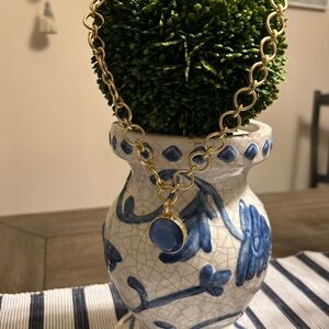 Spartina 449 Naia Gold Chain Necklace with Optic Blue Pendant